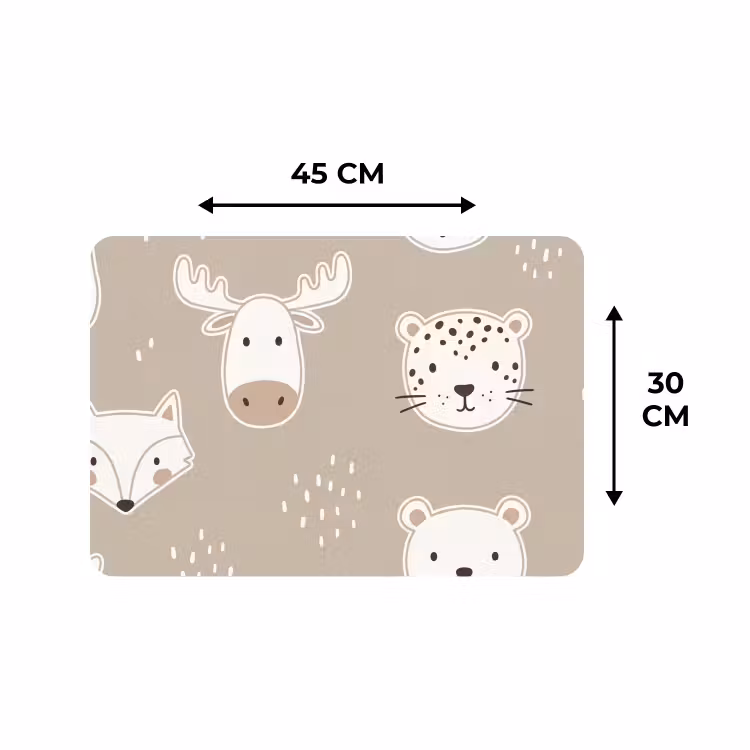 Placemat - 6 stuks - Dieren - Patroon - Illustratie - Modern - Beige — 3