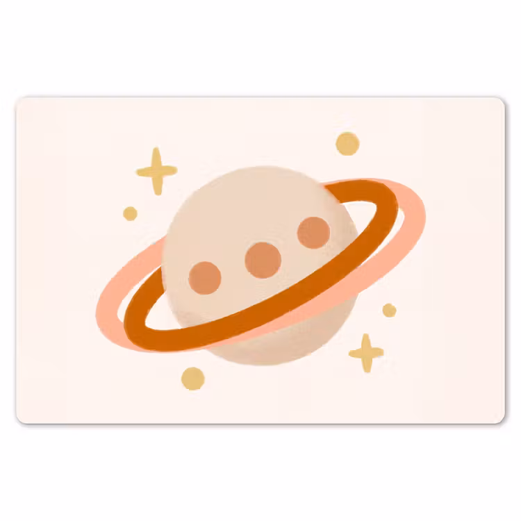 Placemat - 6 stuks - Planeet - Ringen - Ruimte - Illustratie - Beige — 7