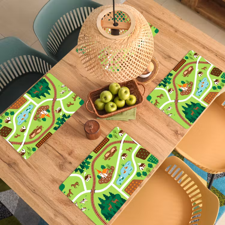 Placemat - 6 stuks - Platteland - Dieren - Illustratie — 6