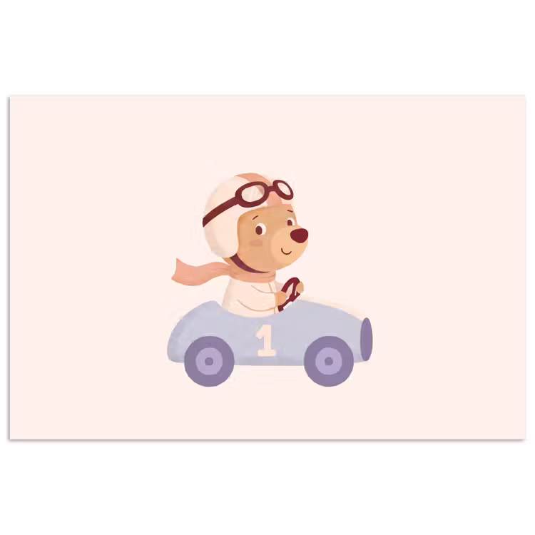 Poster - Beer - Auto - Kinderkamer - Cartoon - Speels — 1