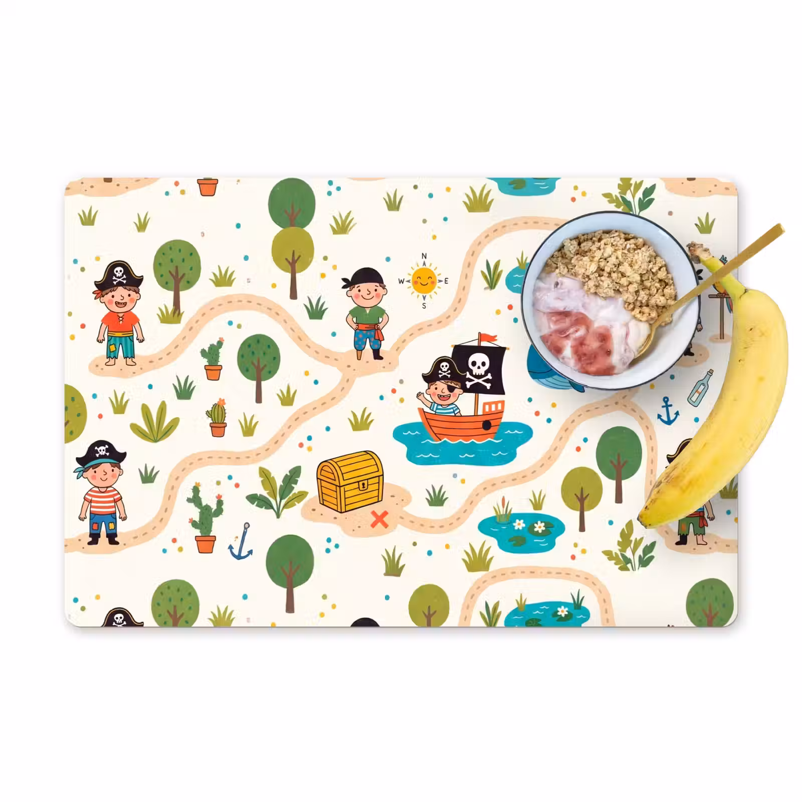 Placemat - 6 stuks - Kaart - Piraat - Avontuur — 1