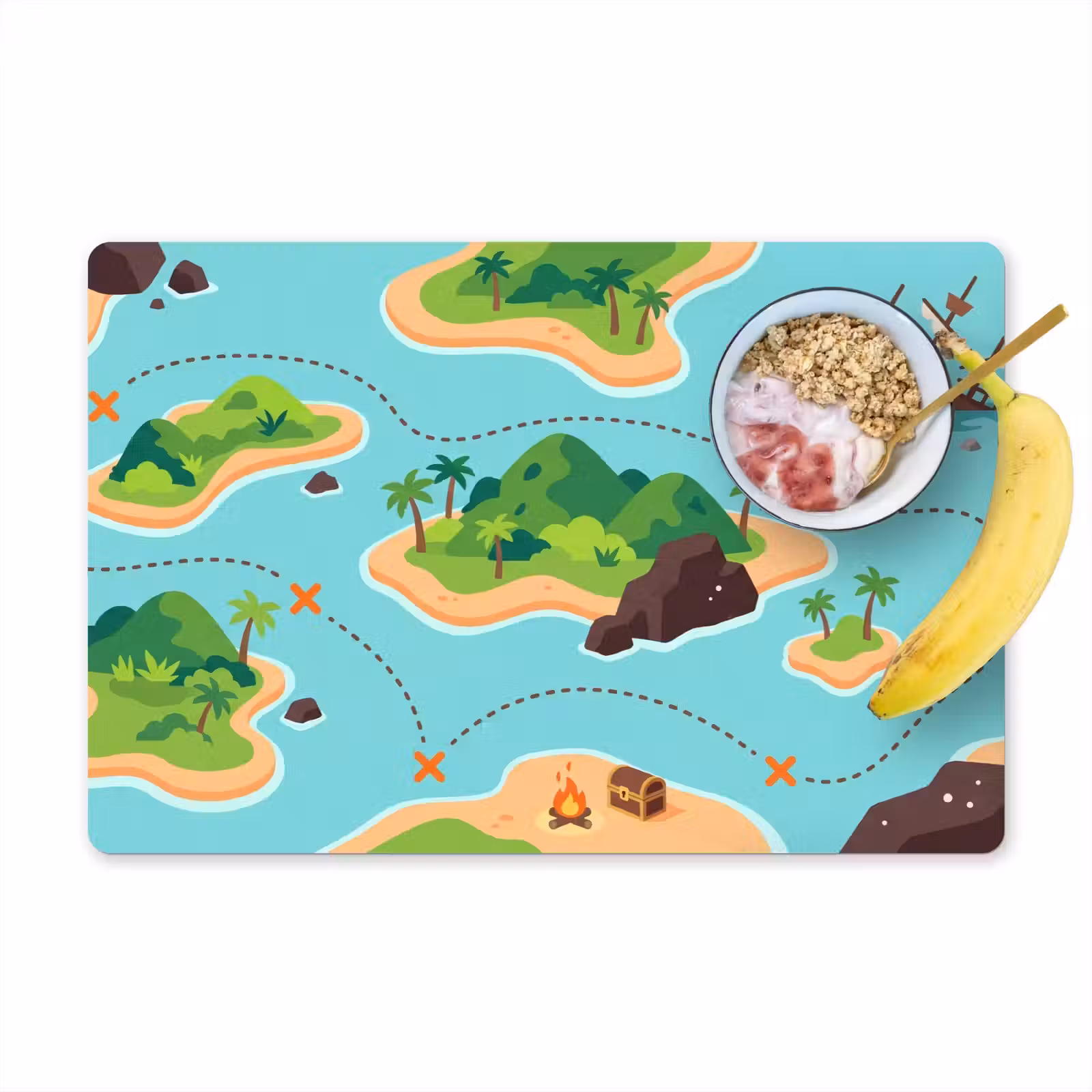 Placemat - 6 stuks - Schatkaart - Eilanden - Tropisch — 1
