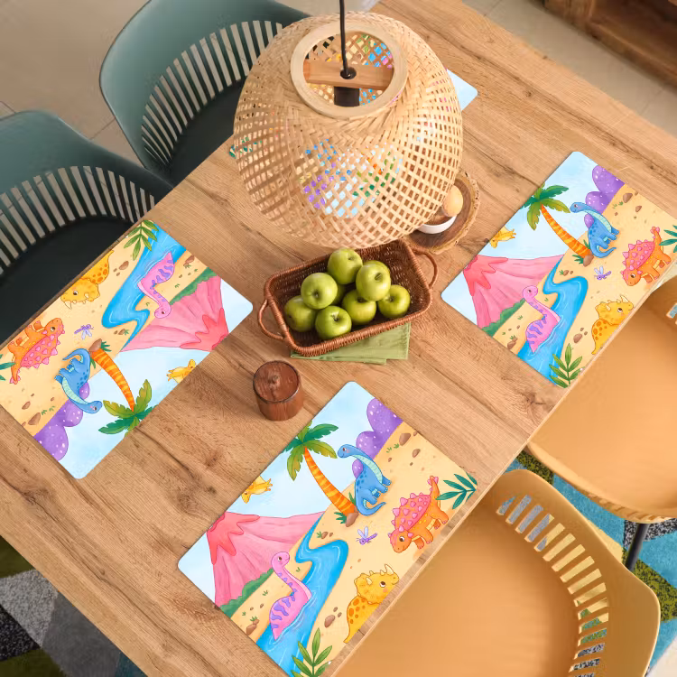 Placemat - 6 stuks - Dinosaurus - Jungle - Illustratie — 6