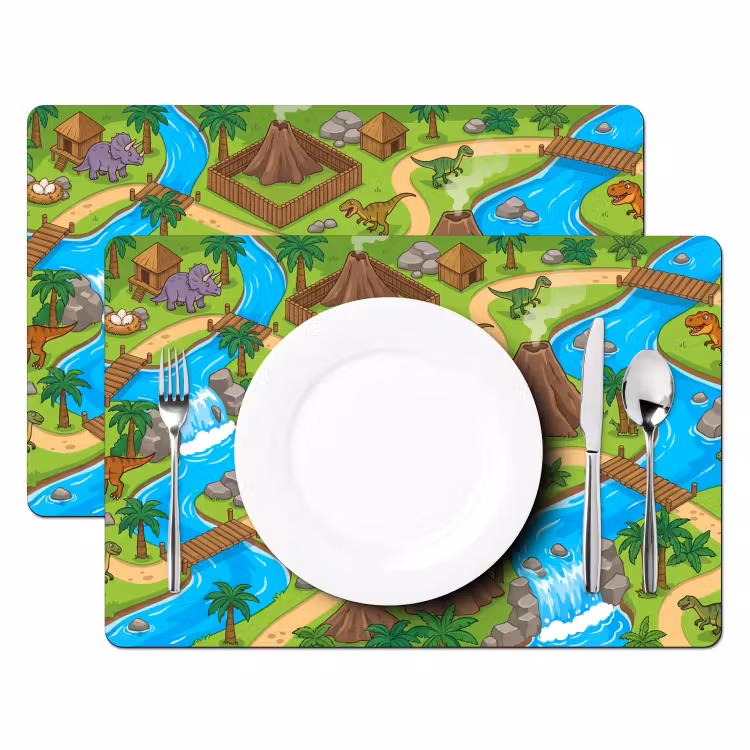 Placemat - 6 stuks - Dinosaurus - Landschap - Cartoon — 2