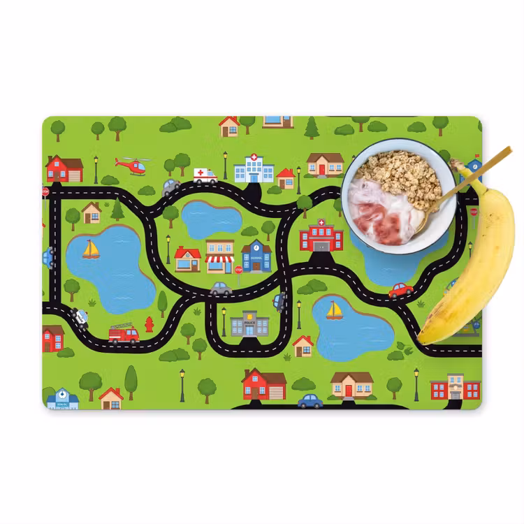 Placemat - 6 stuks - Dorp - Wegen - Cartoon — 1