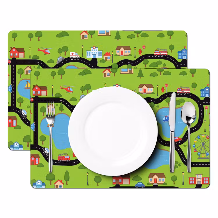 Placemat - 6 stuks - Dorp - Wegen - Cartoon — 2