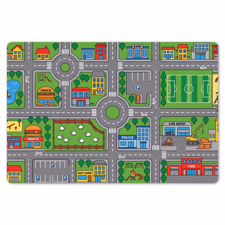 Placemat - 6 stuks - Gebouwen - Straten - Kinderlijk — 7