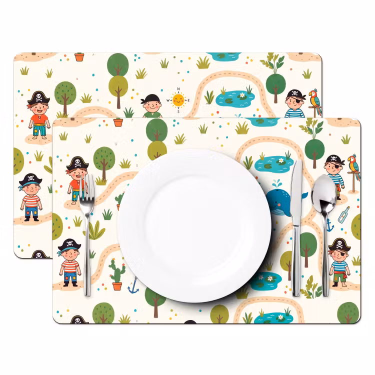 Placemat - 6 stuks - Kaart - Piraat - Avontuur — 2