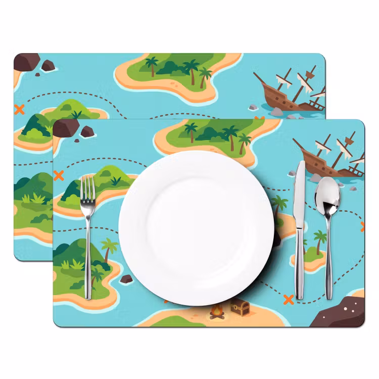 Placemat - 6 stuks - Schatkaart - Eilanden - Tropisch — 2