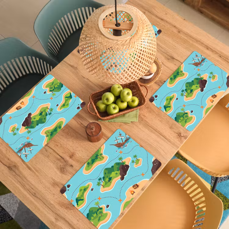 Placemat - 6 stuks - Schatkaart - Eilanden - Tropisch — 6