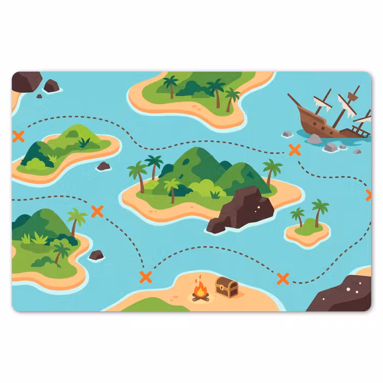 Placemat - 6 stuks - Schatkaart - Eilanden - Tropisch — 7