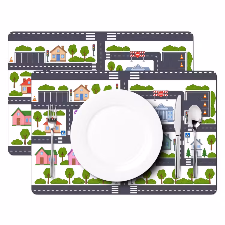 Placemat - 6 stuks - Stad - Plattegrond - Illustratie — 2