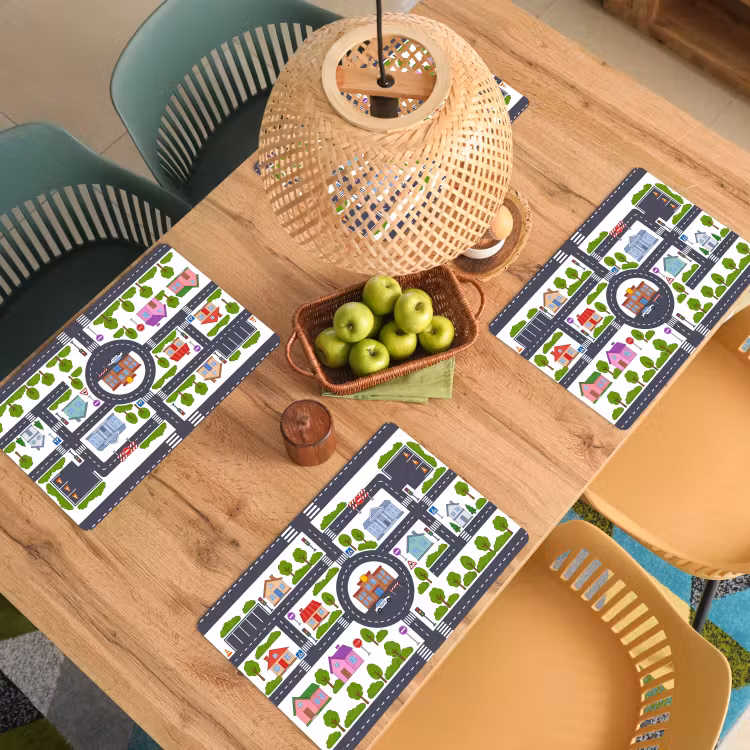 Placemat - 6 stuks - Stad - Plattegrond - Illustratie — 6