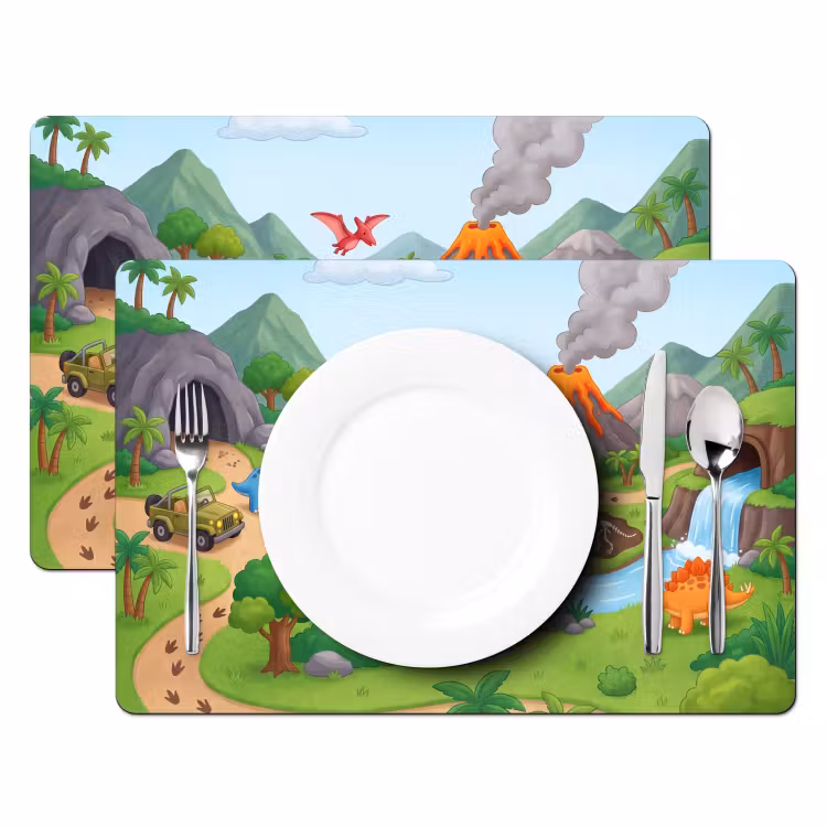 Placemat - 6 stuks - Vulkaan - Lava - Prehistorie — 2