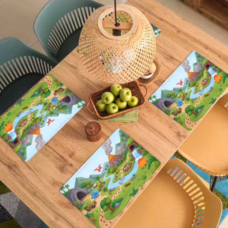 Placemat - 6 stuks - Vulkaan - Lava - Prehistorie — 6