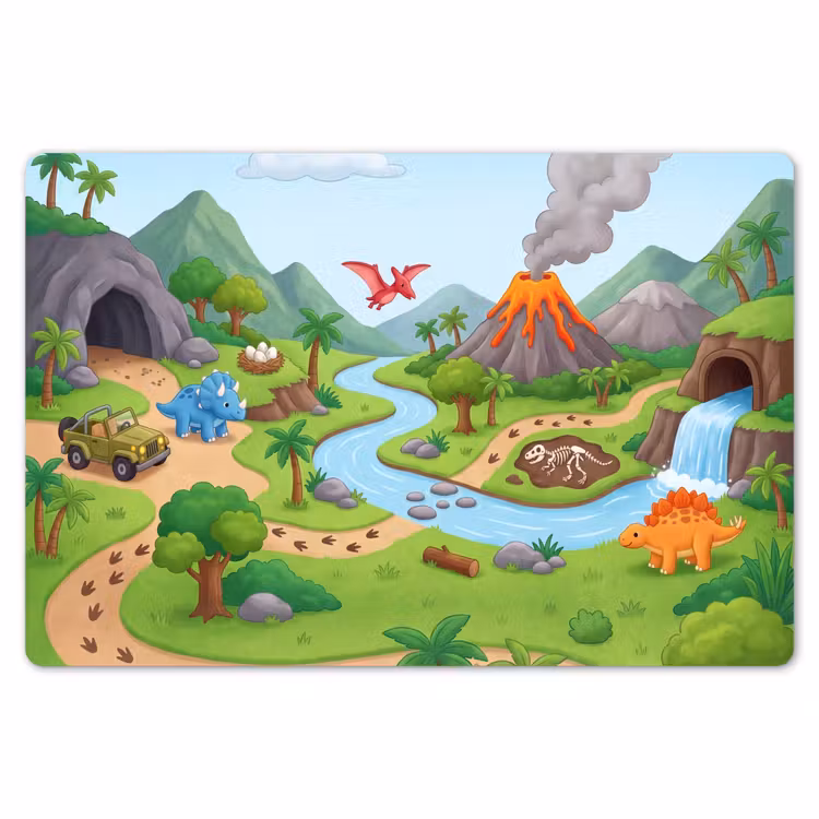 Placemat - 6 stuks - Vulkaan - Lava - Prehistorie — 7