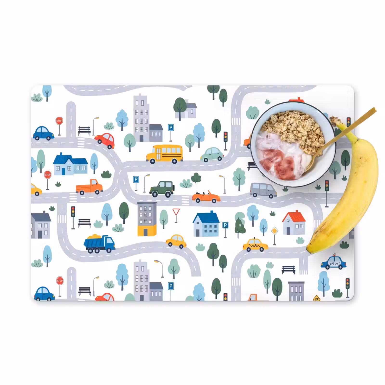 Placemat - 6 stuks - Stad - Verkeer - Patroon — 1