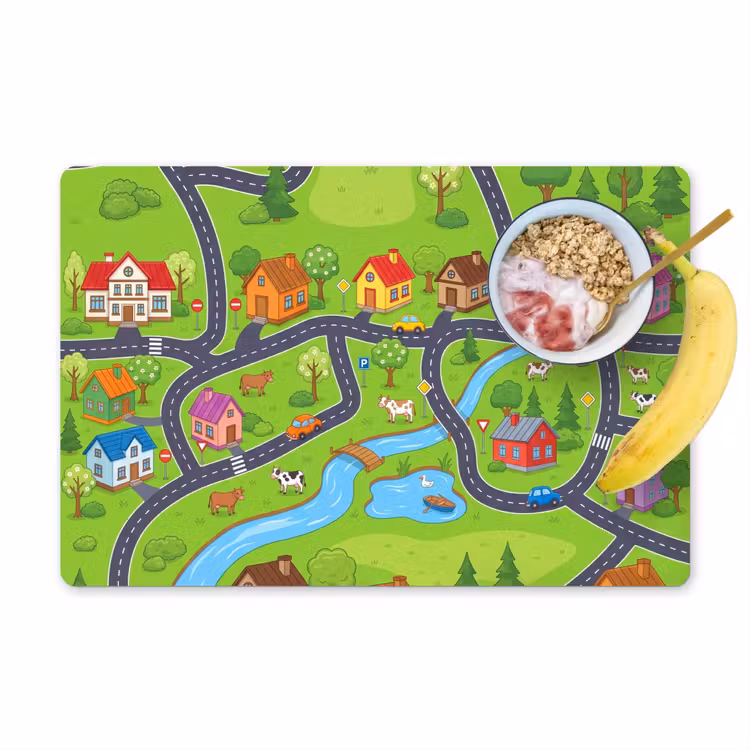 Placemat - 6 stuks - Dorp - Wegen - Huizen — 1
