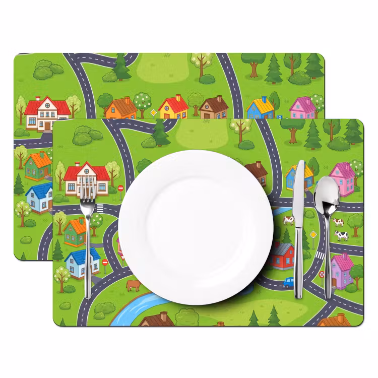 Placemat - 6 stuks - Dorp - Wegen - Huizen — 2