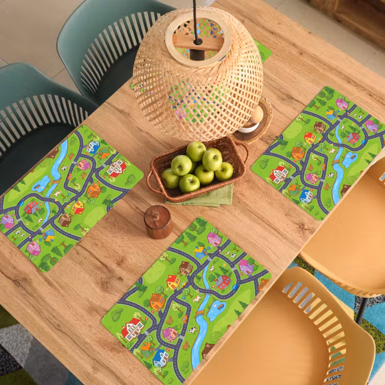 Placemat - 6 stuks - Dorp - Wegen - Huizen — 6