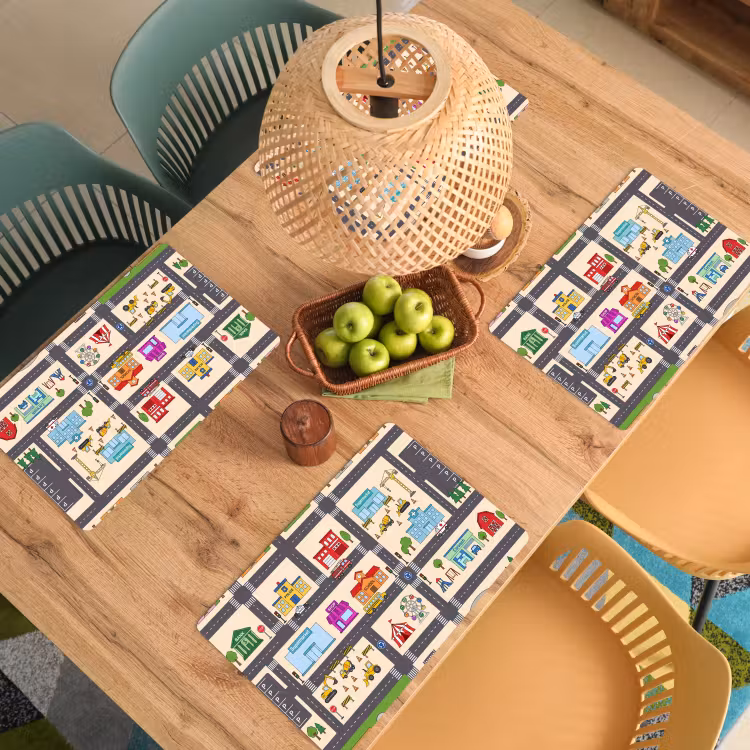 Placemat - 6 stuks - Stad - Gebouwen - Wegen — 6