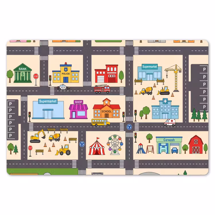 Placemat - 6 stuks - Stad - Gebouwen - Wegen — 7
