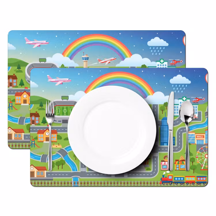 Placemat - 6 stuks - Stad - Plattegrond - Cartoon — 2
