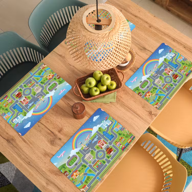 Placemat - 6 stuks - Stad - Plattegrond - Cartoon — 6