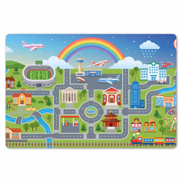 Placemat - 6 stuks - Stad - Plattegrond - Cartoon — 7