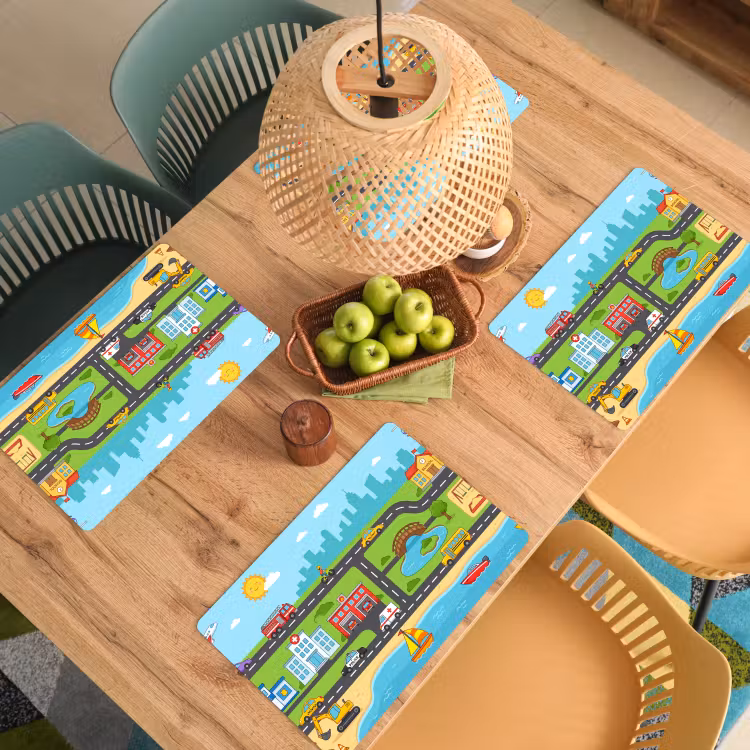Placemat - 6 stuks - Stad - Verkeer - Cartoon — 6