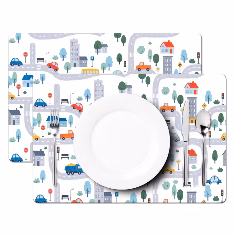 Placemat - 6 stuks - Stad - Verkeer - Patroon — 2