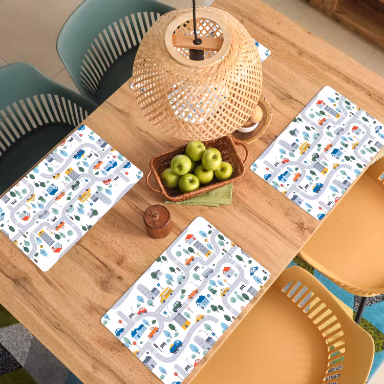 Placemat - 6 stuks - Stad - Verkeer - Patroon — 6