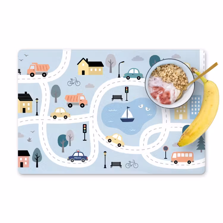 Placemat - 6 stuks - Stad - Wegen - Auto's — 1