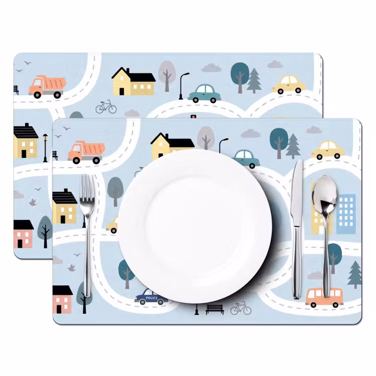 Placemat - 6 stuks - Stad - Wegen - Auto's — 2