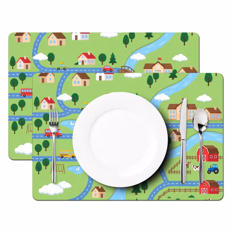 Placemat - 6 stuks - Stad - Wegen - Huizen — 2