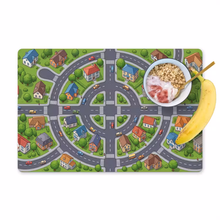 Placemat - 6 stuks - Woonwijk - Bovenaf - Cartoon — 1