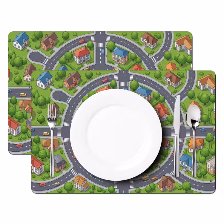 Placemat - 6 stuks - Woonwijk - Bovenaf - Cartoon — 2