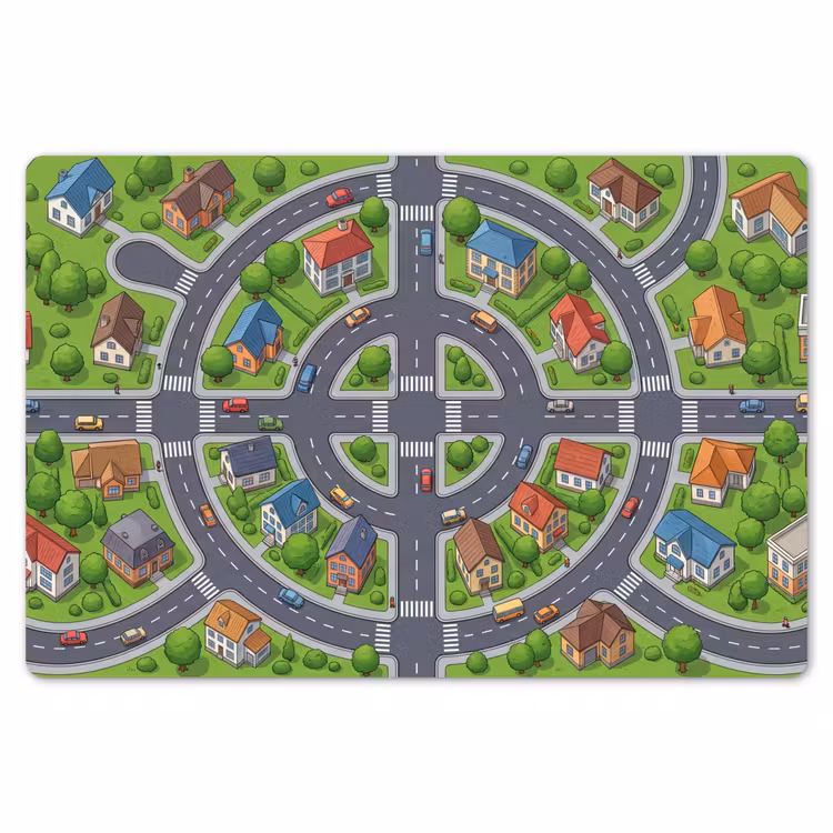 Placemat - 6 stuks - Woonwijk - Bovenaf - Cartoon — 7