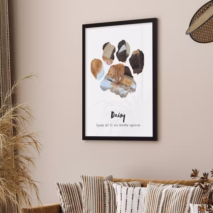 Poster met lijst - Dierenpootje — 2