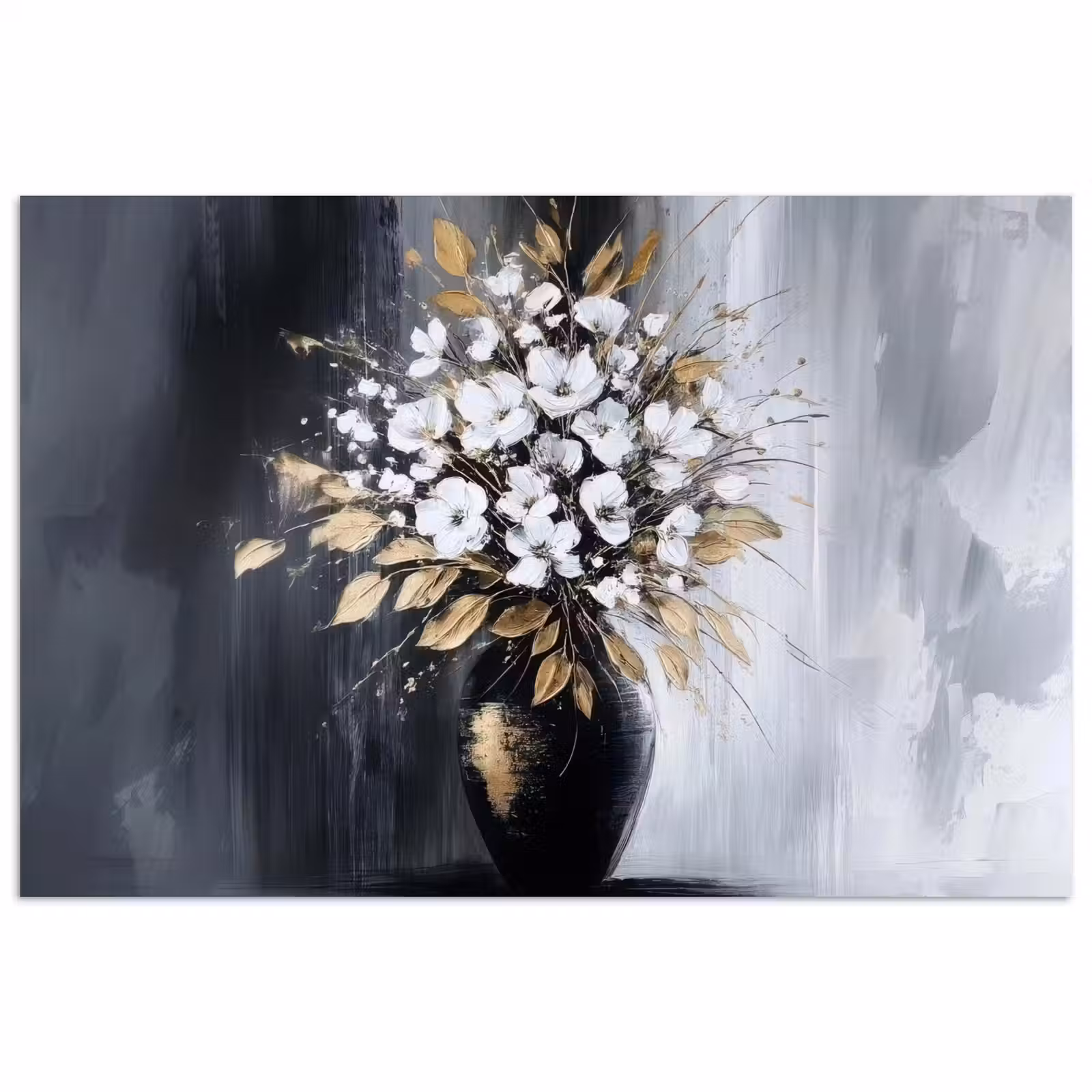 Poster - Bloemen - Wit - Vaas - Abstract — 1