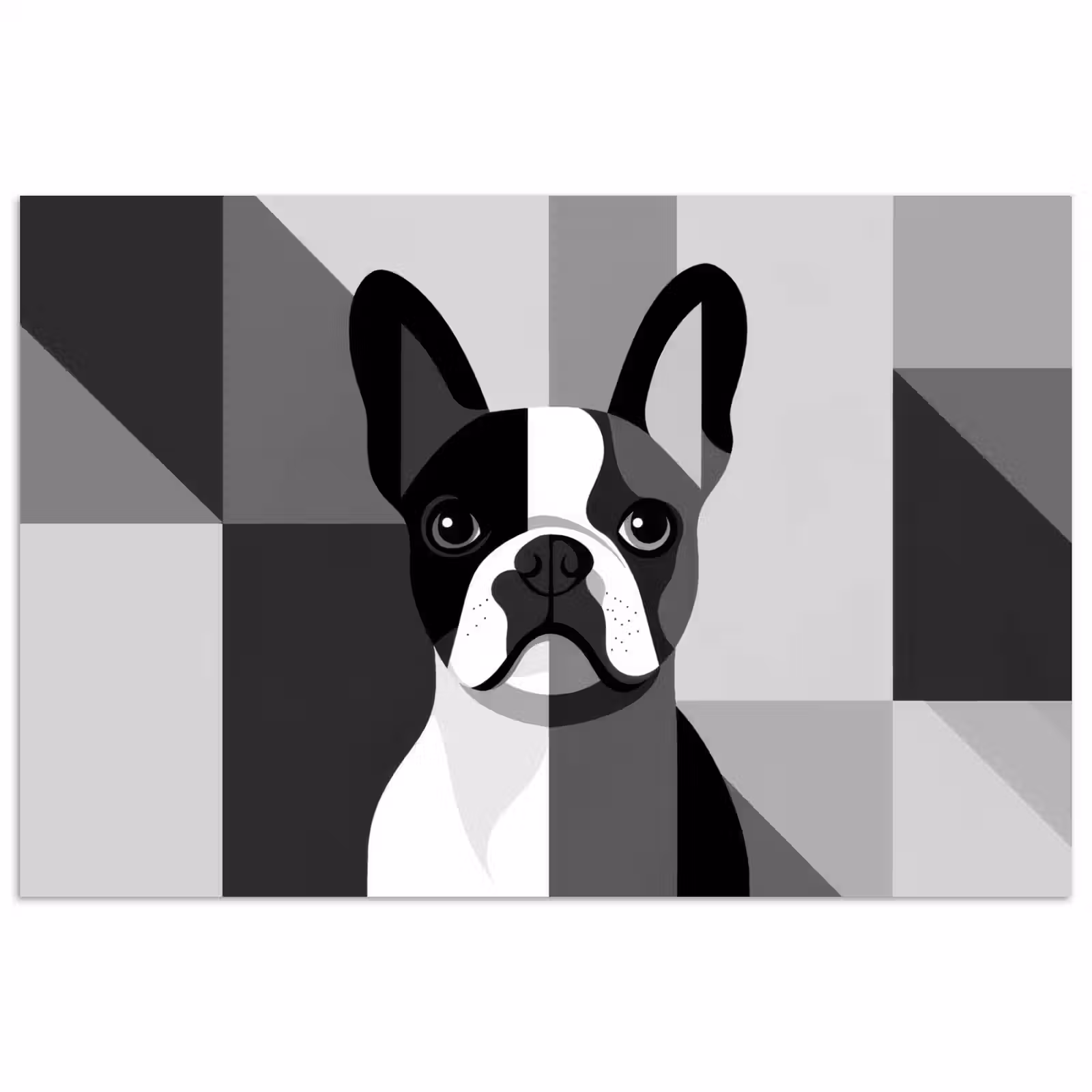Poster - Buldog - Zwart - Abstract - Vlakken — 1