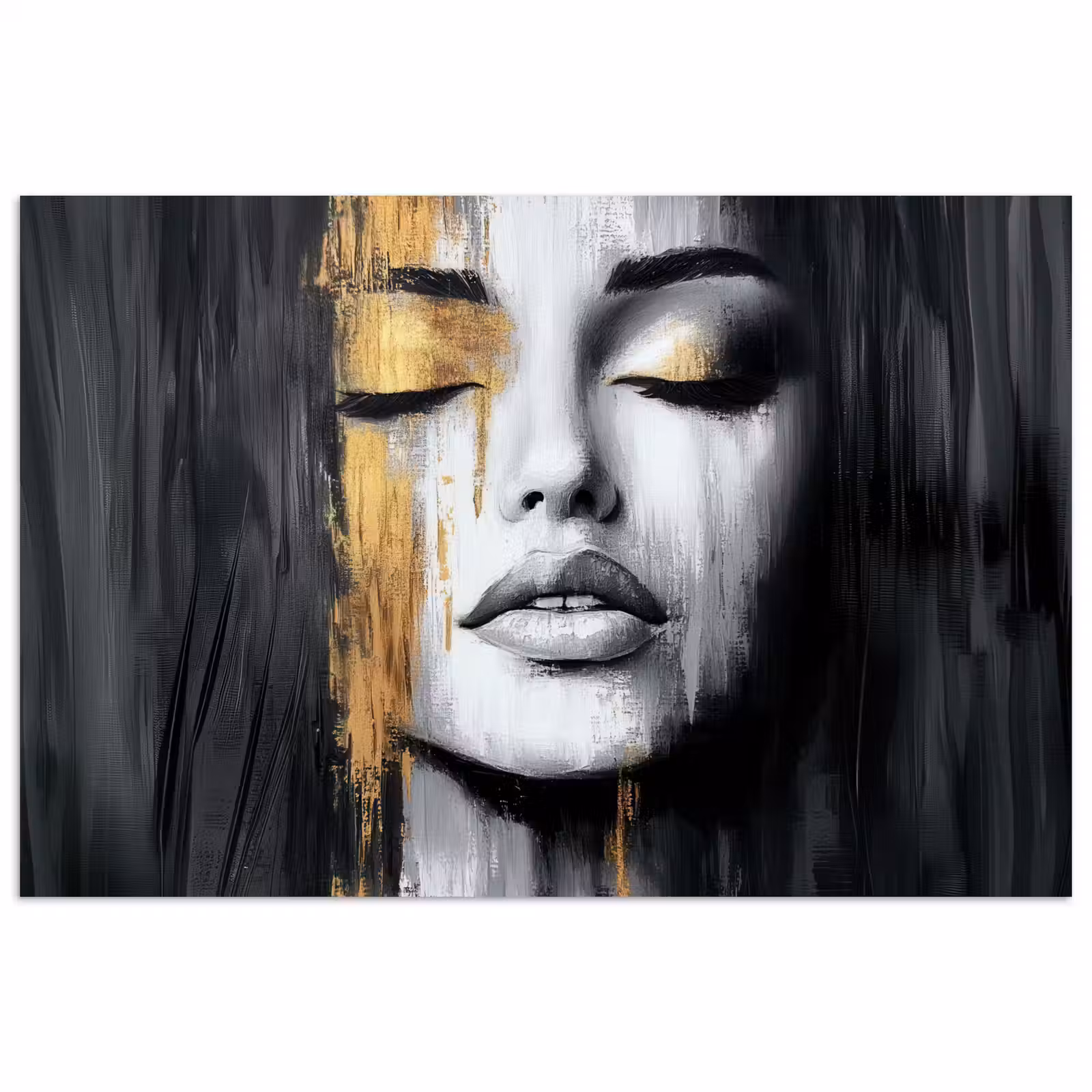Poster - Gezicht - Vrouw - Penseelstreken - Abstract — 1
