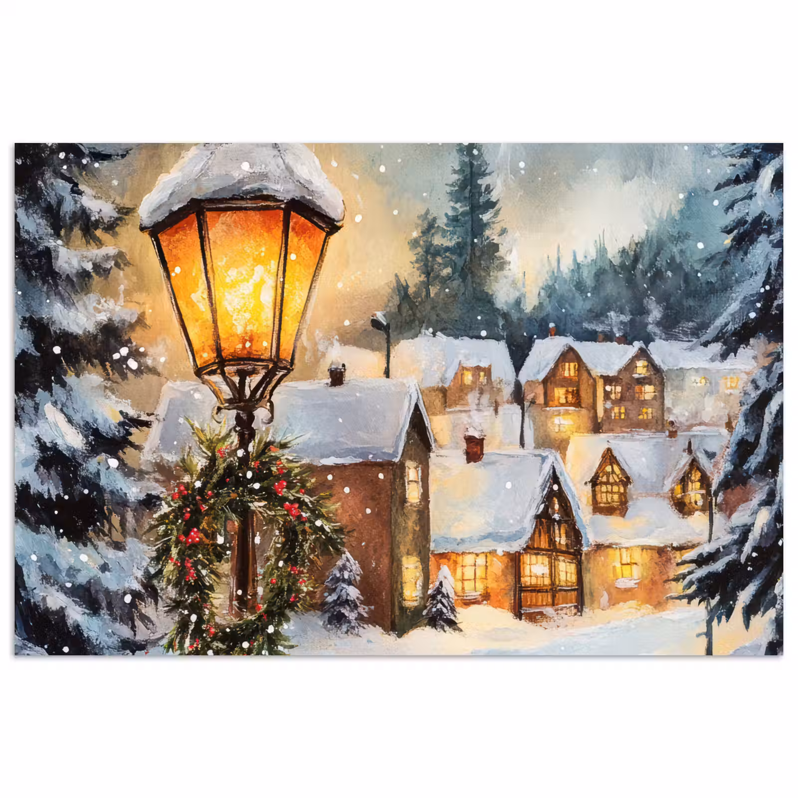 Poster - Kerstdorp - Huizen - Sneeuw - Kerst — 1