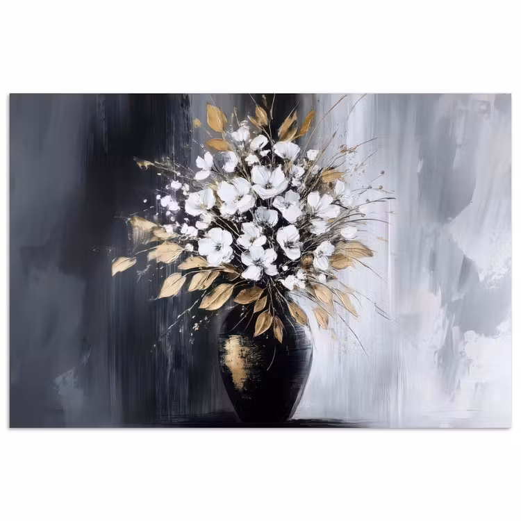 Poster - Bloemen - Wit - Vaas - Abstract — 1