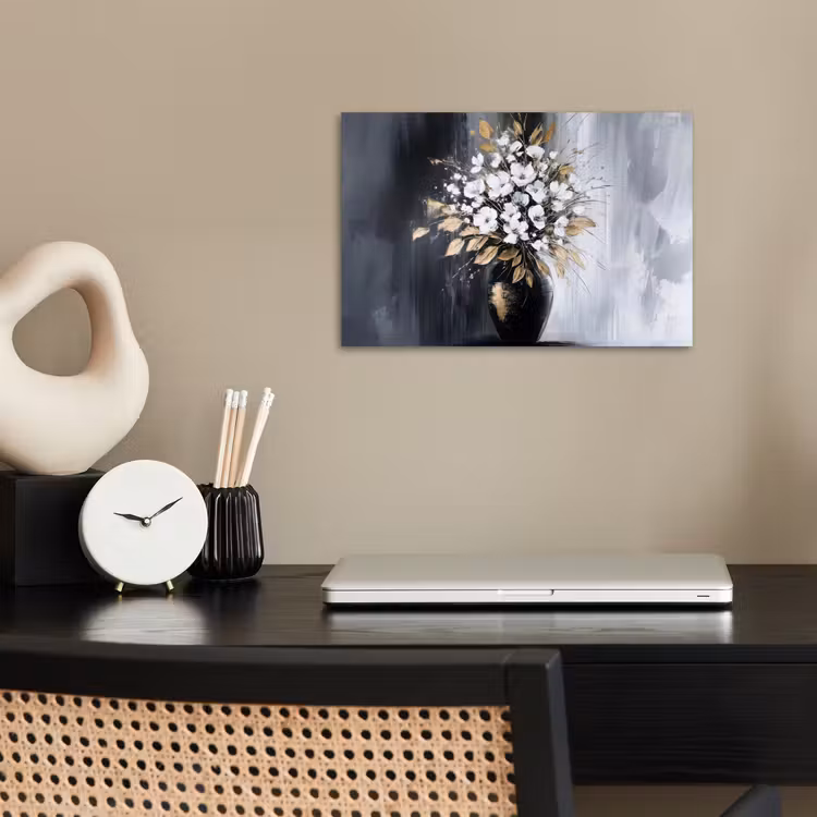 Poster - Bloemen - Wit - Vaas - Abstract — 2