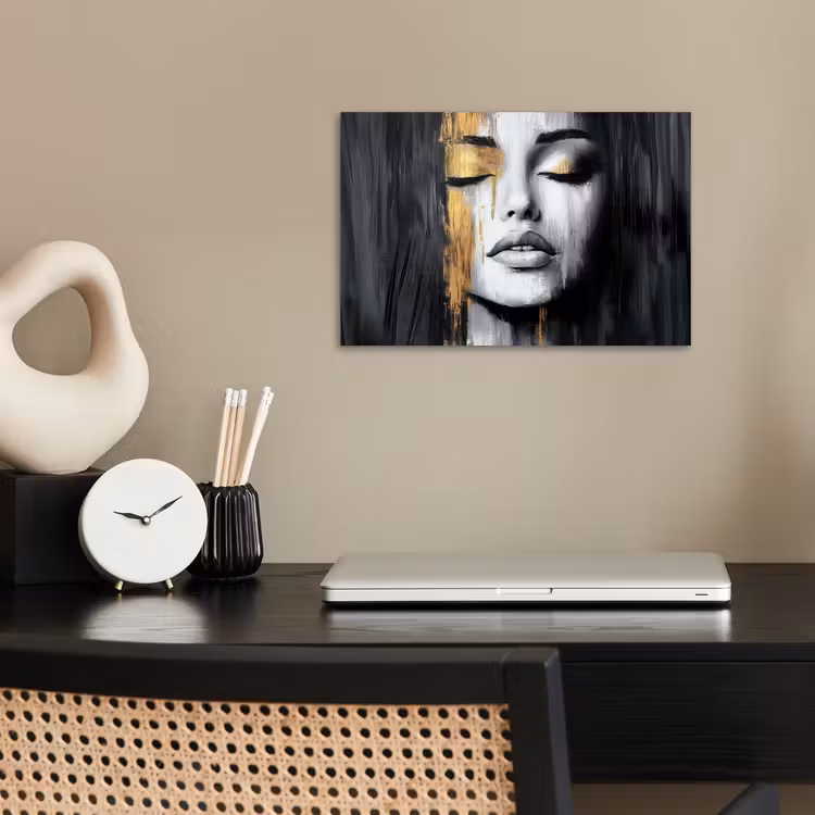 Poster - Gezicht - Vrouw - Penseelstreken - Abstract — 2