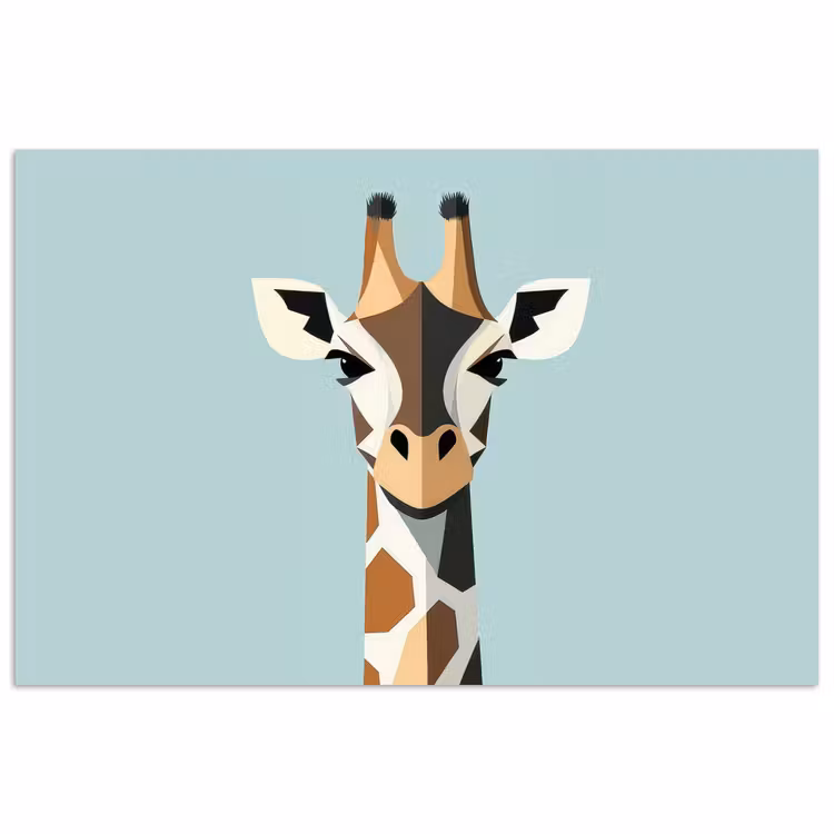Poster - Giraffe - Illustratie - Bruin - Minimalistisch — 1