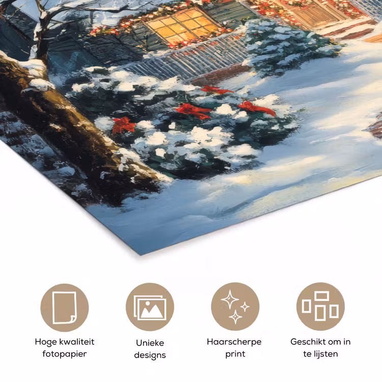 Poster - Kerst - Kerstboom - Winter - Huis - Sneeuw — 5