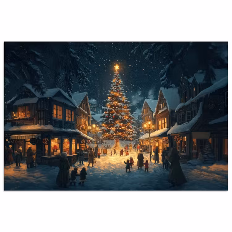 Poster - Kerstfeest - Dorp - Donker — 1