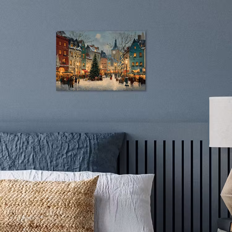 Poster - Kerstsfeer - Stadsplein - Kleurrijk — 3